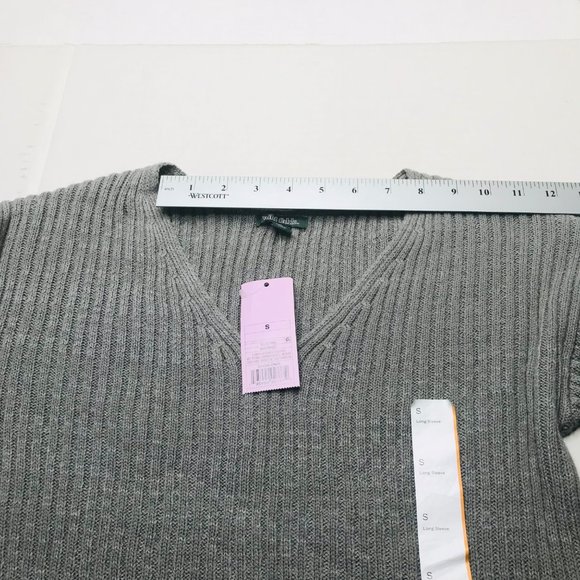 Wild Fable Women's Size Small Cozy Ribbed Knit V-Neck Sweater Pullover Gray New - Picture 6 of 15